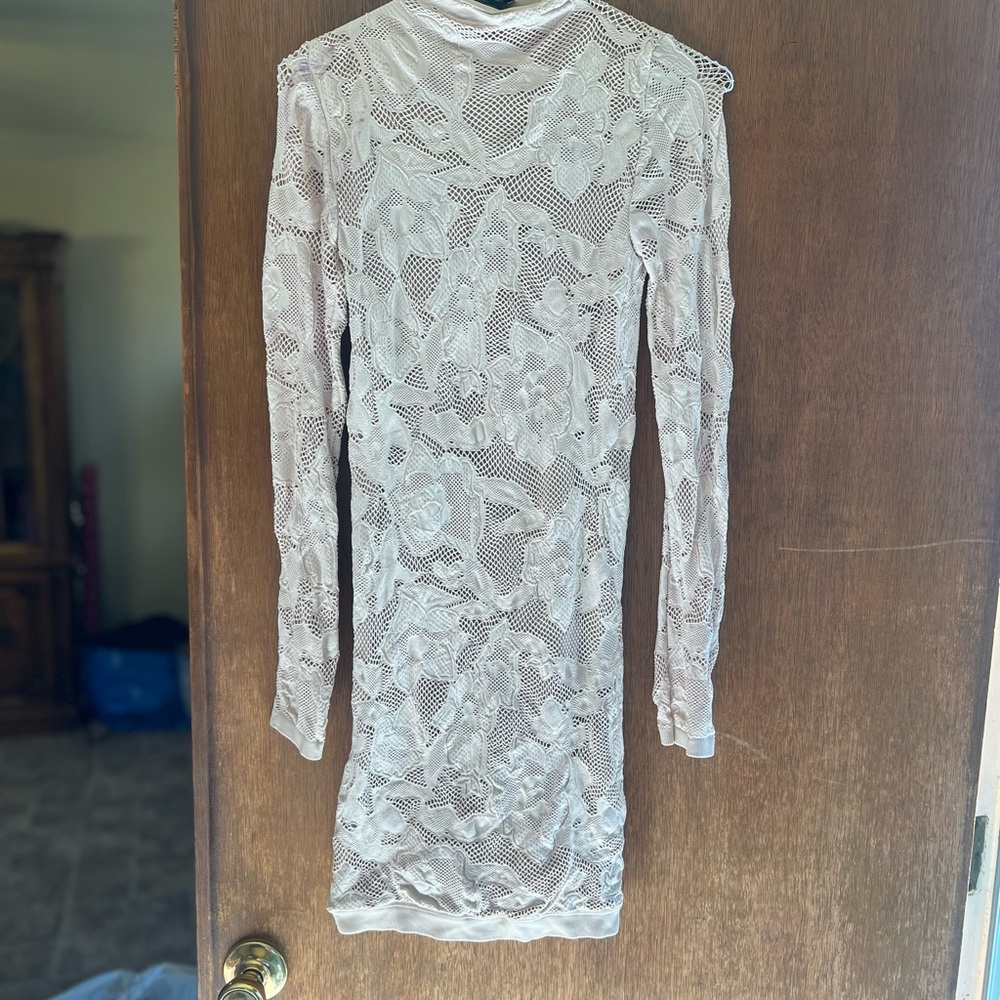 Elegant Lace Long Sleeve Dress in Cream